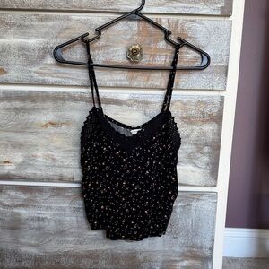 AE Black Floral Spaghetti Strap Top